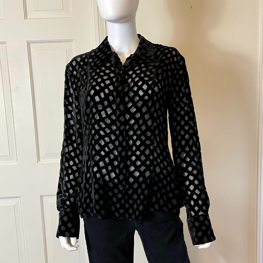 Vintage Armani Collezioni Sheer Velvet Blouse